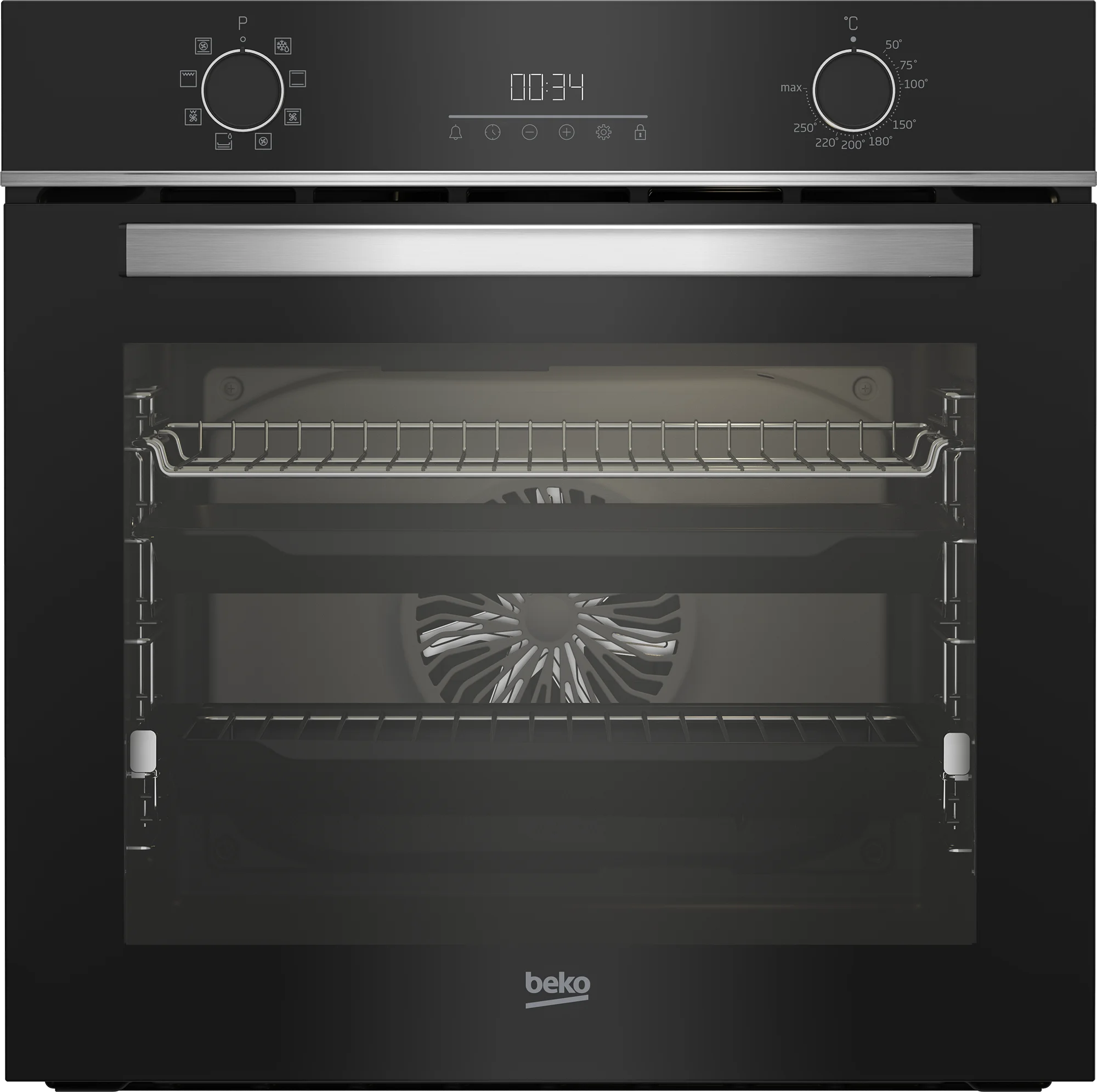 Beko Beko 60cm Built-In Oven Black Inox (AeroPerfect Technology, 8 Fan-Assisted Functions, LED Touch Display, Removable Full Glass Door, Steam Cleaning, Made in Turkey) (BBIM 14300BCCH)