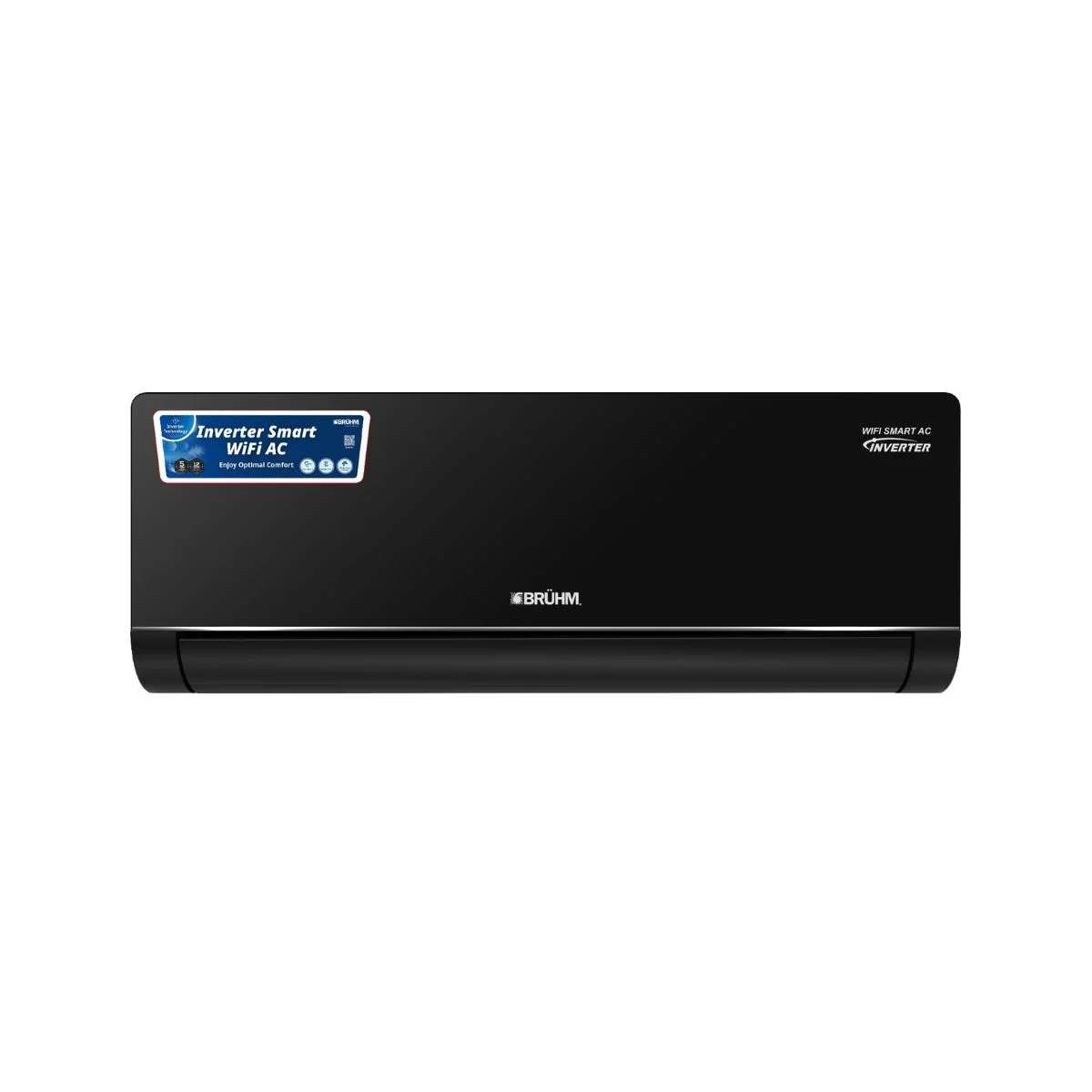 Bruhm 1.5HP Wi-Fi Smart Inverter Split AC 12000BTU (Bruhm Black Glass, Black, R32, With Kit) (BAS-121HPB)
