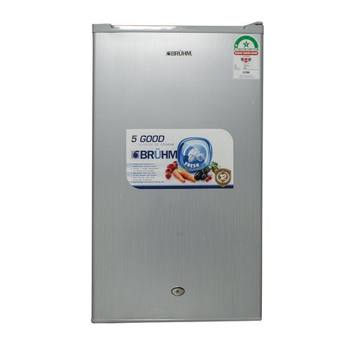 Bruhm 90L Single Door Refrigerator (Silver, Reversible Door, 2 Glass Shelves) (BRS-93MMDS)