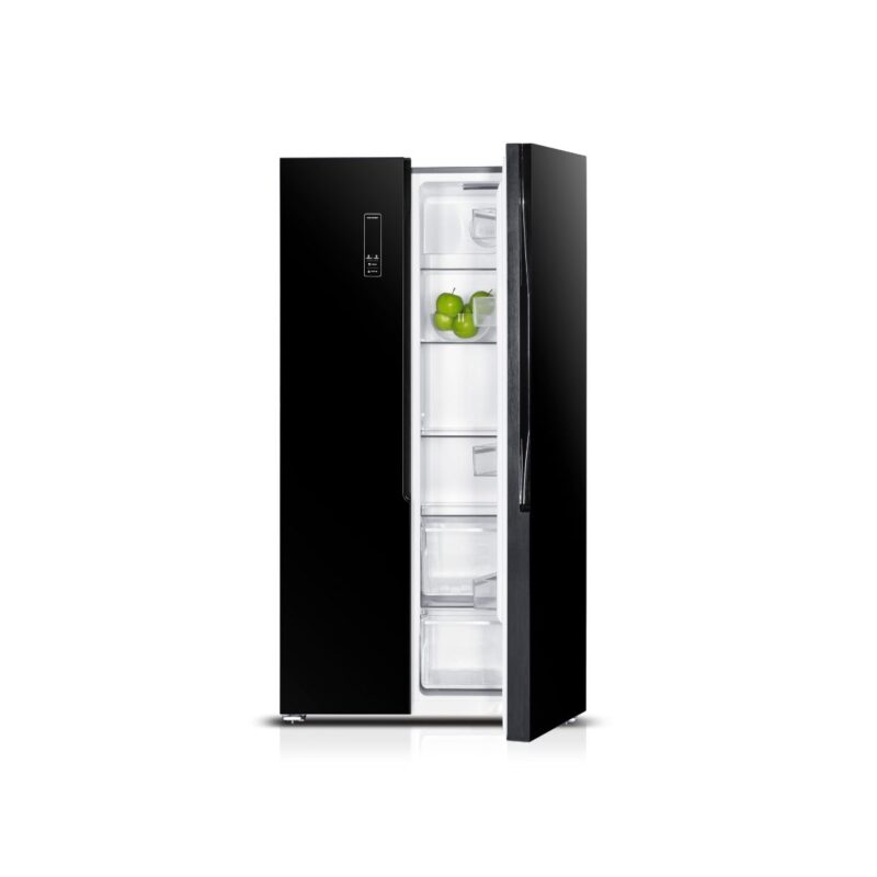 Bruhm 521L Side-by-Side Refrigerator No Frost (Black Glass Door) (BFX-529ENG)