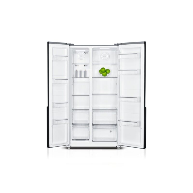 Bruhm 521L Side-by-Side Refrigerator No Frost (Black Glass Door) (BFX-529ENG)