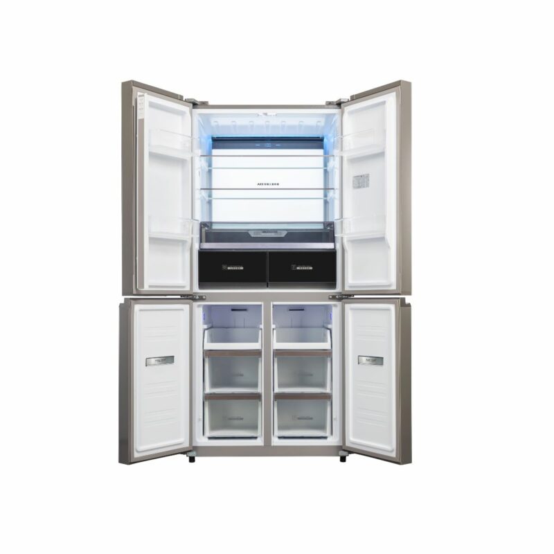 Bruhm 510L Four Door Inverter Refrigerator No Frost (Bruhm Black, Colour Touch Screen Display, Glass Finish) (BFQ-510ENG)