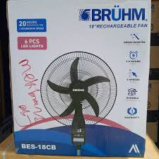 Bruhm 18-Inch Rechargeable Standing Fan (12V 4500mAh, Full Copper Motor, 9 Speeds, 5 Blades, Black) (BES-18CB)