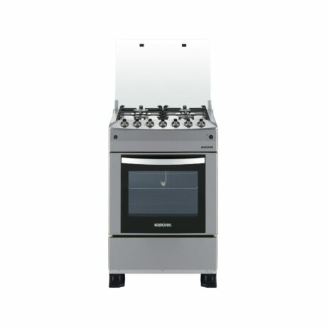 Bruhm 80x60 Gas Cooker 5 Burners Full Stainless Steel (Pool System, Gas Oven Up & Down Burners, Auto Ignition, Glass Top Lid, Double Glass Oven) (BGC-8650SS)