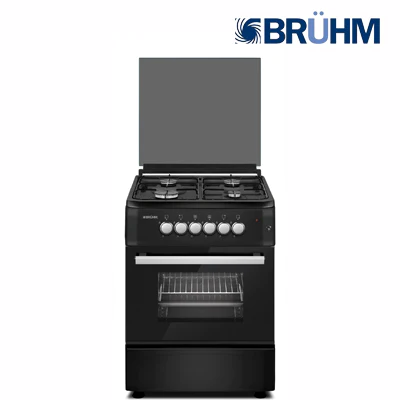 Bruhm 60x60 Gas Cooker 4 Gas Burners with Gas Oven (Black Finish) (BGC-6640IB)