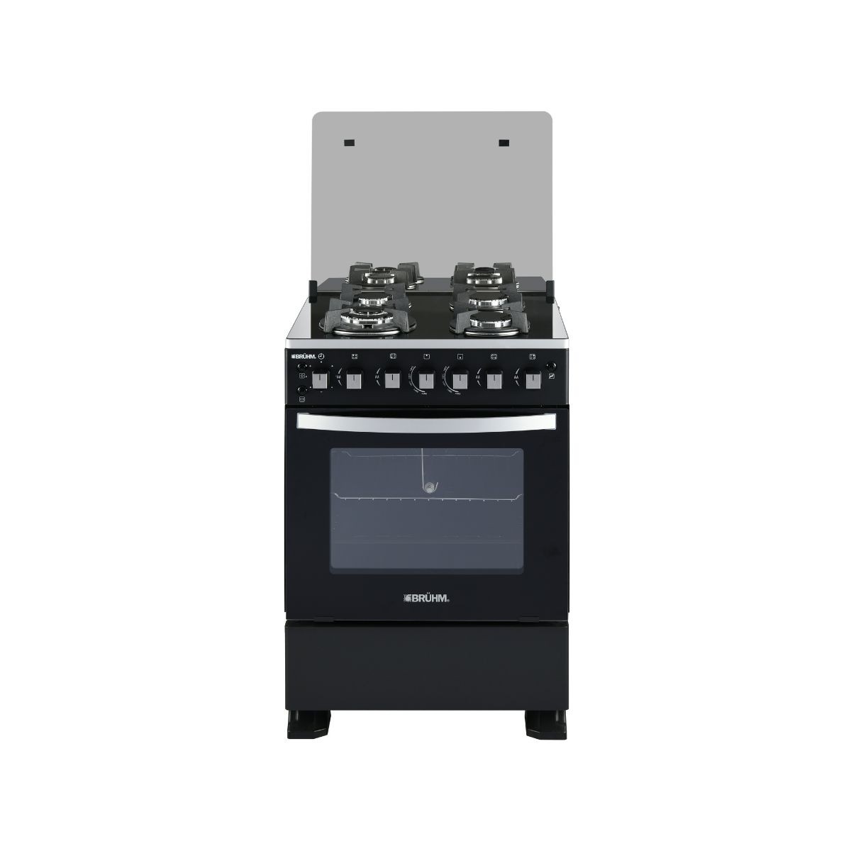 Bruhm Bruhm 60x60 Gas Cooker 4 Gas Burners with Gas Oven (Bruhm Black, Mirror Finish) (BGC-6640IG)