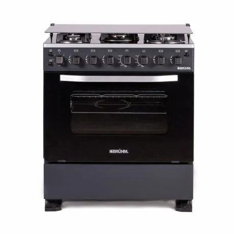 Bruhm Bruhm 80x60 Gas Cooker 5 Gas Burners with Gas Oven (Bruhm Black, Mirror Finish) (BGC-8650IG)