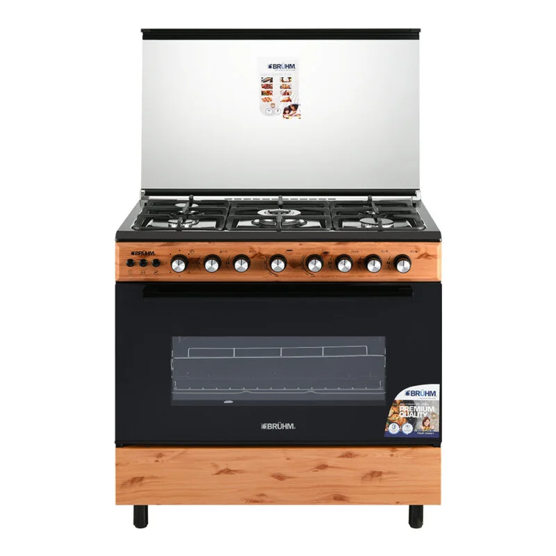 Bruhm Bruhm 90x60 Gas Cooker 5 Gas Burners with Gas Oven (Wooden Finish) (BGC-9650GN)