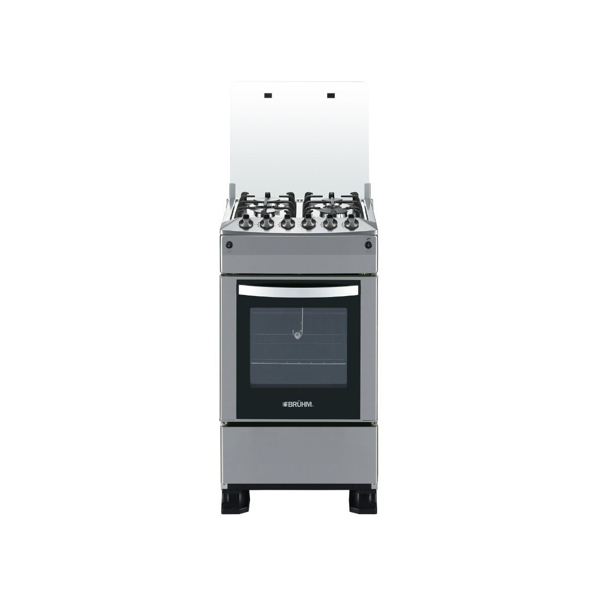 Bruhm 50x60 Gas Cooker 4 Burners Full Stainless Steel (Pipe System, Gas Oven Up & Down Burners, Auto Ignition, Glass Top Lid, Double Glass Oven) (BGC-5640SS)