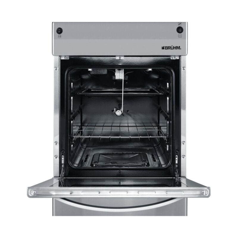 Bruhm 50x60 Gas Cooker 4 Burners Full Stainless Steel (Pipe System, Gas Oven Up & Down Burners, Auto Ignition, Glass Top Lid, Double Glass Oven) (BGC-5640SS)