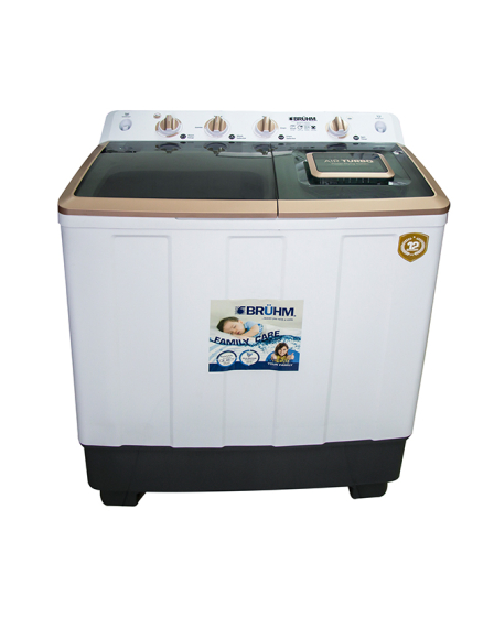 Bruhm 12kg Twin Tub Semi-Automatic Washing Machine (Cleaning Filter, Transparent Lid, Wind Jet Dry) (BWT-120H)