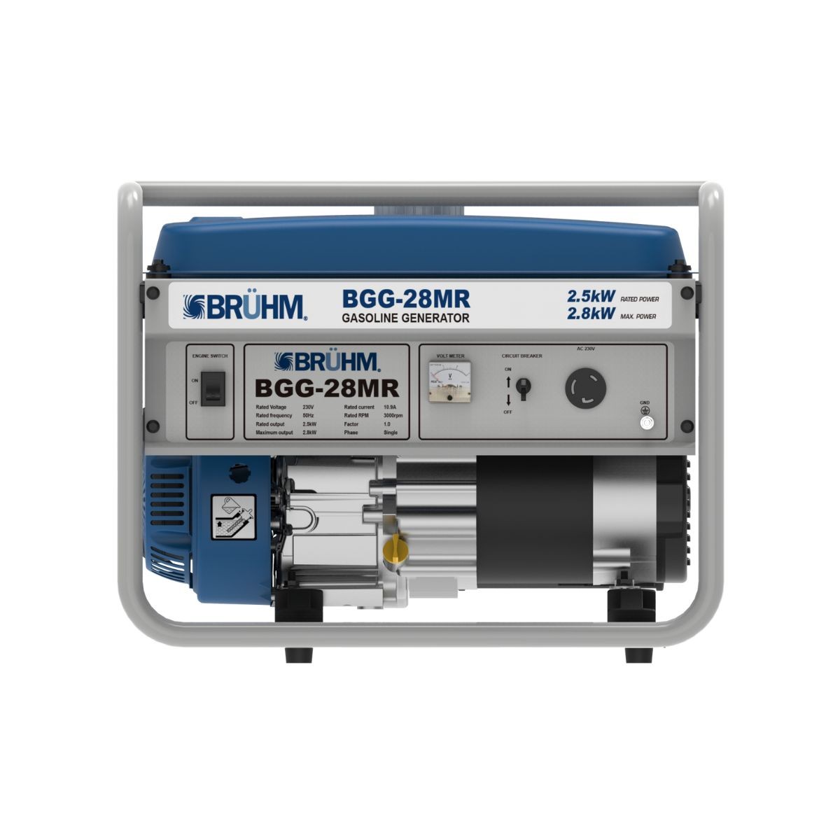 Bruhm Bruhm 2.8KW Petrol Generator Manual Start (100% Copper, High Fuel Efficiency 4-Stroke Engine, AVR) (BGG-28MR)
