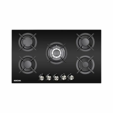 Bruhm Bruhm Built-In Hob 5 Gas Burners (Black Glass, Flame Failure Device, Auto Ignition, Pool Type Burners) (BHG-9650FG)