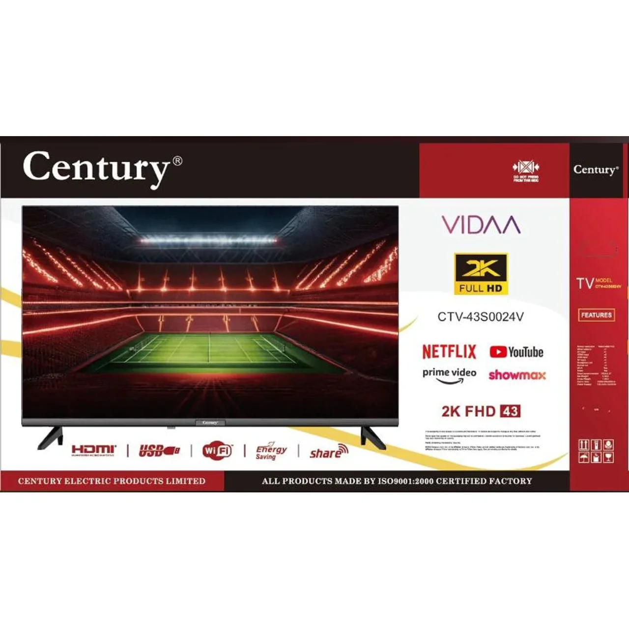 Century 43-Inch LED Television (CTV-43”S0024V SMART 2K)