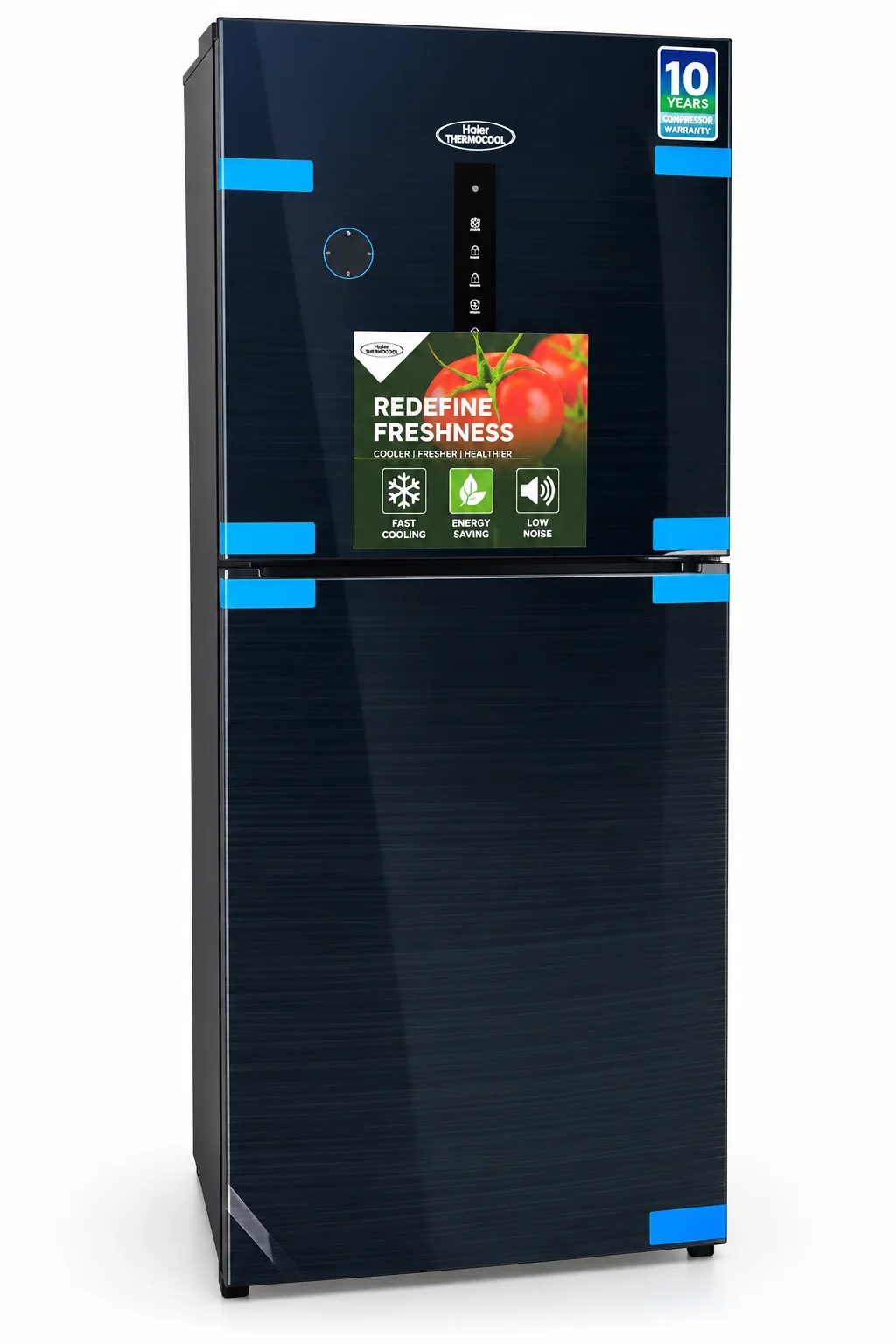 Haier Thermocool Double Door Top Mount Refrigerator, Direct Cool (Black, R600a) (HRF-385IBGA)