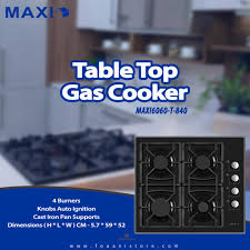 Maxi 6060 T-840 4 Burner Table Top Gas Cooker
