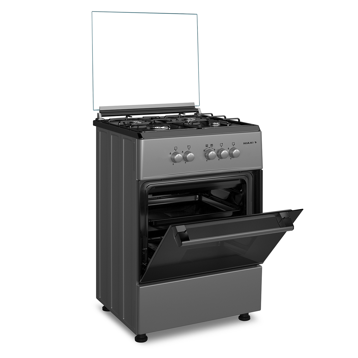 Maxi 4 Burner Standing Gas Cooker 6060 4B BASIC BLACK GREY