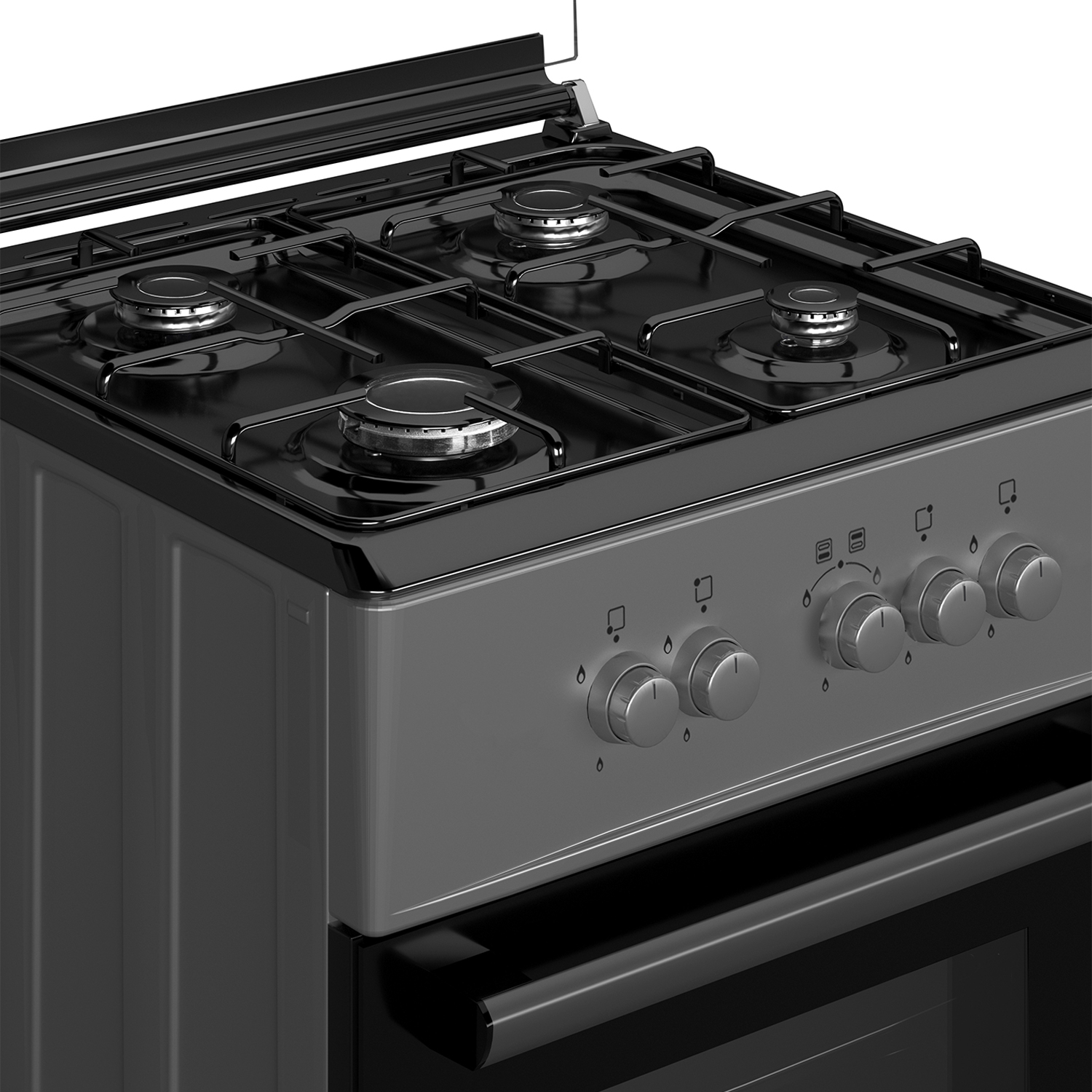 Maxi 4 Burner Standing Gas Cooker 6060 4B BASIC BLACK GREY