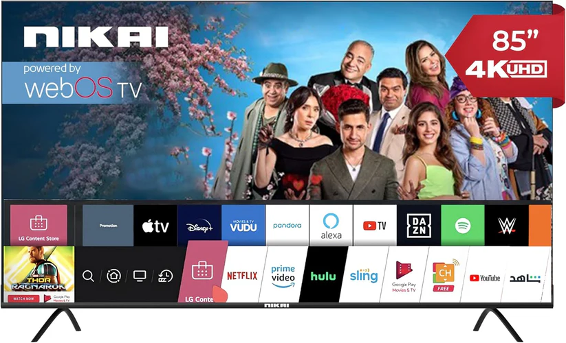 Nikai 85-Inch 85" UHD SMART 4K LED TV, WebOS, 1.5GB RAM, 8GB Flash, Frameless, Bluetooth (NIK85MEU4STN)