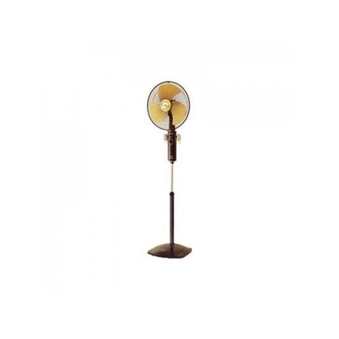 Panasonic Stand Fan, 3-Speed and Off by Push-Button Switch, Metal Blade, Gold Colour Blade, Side Lights (F-407W)