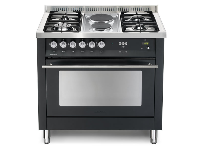 Scanfrost 90X60 4 Gas 2 Hotplate With Gas Oven, Gas Grill, Full Auto Ignition Matt Black Finish (SFC9423B)
