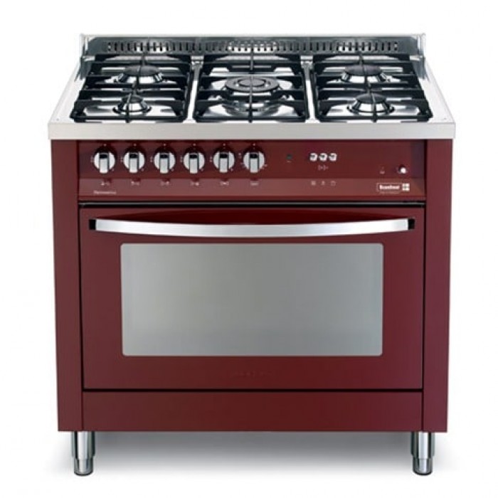 Scanfrost 90X60 5 Gas , 1 WOK Inox Finish, Top Glass Burgundy Red (PRG96G2G)