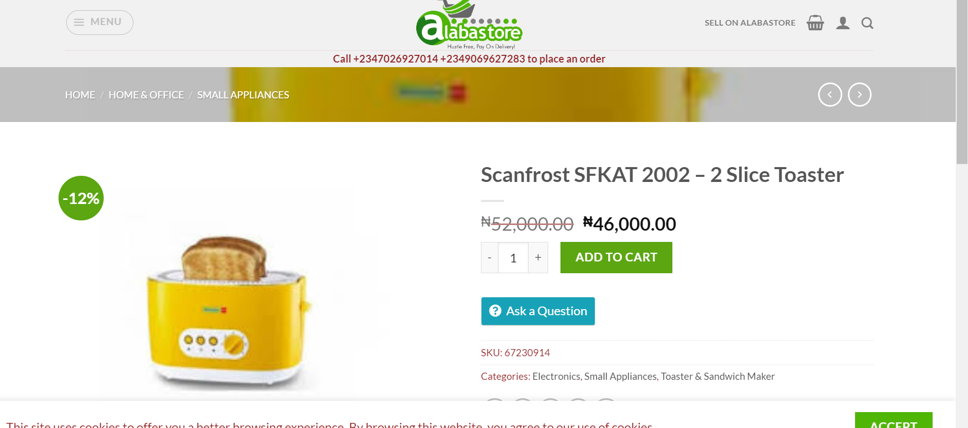 Scanfrost 2 Slice Toaster (SFKAT2002)