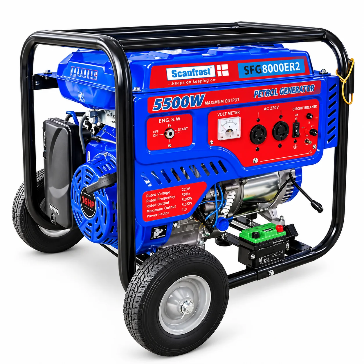 Scanfrost 6.875KVA/5.5KW (Max), Electrical Start with Wheel & Handle (SFG6200Eco)